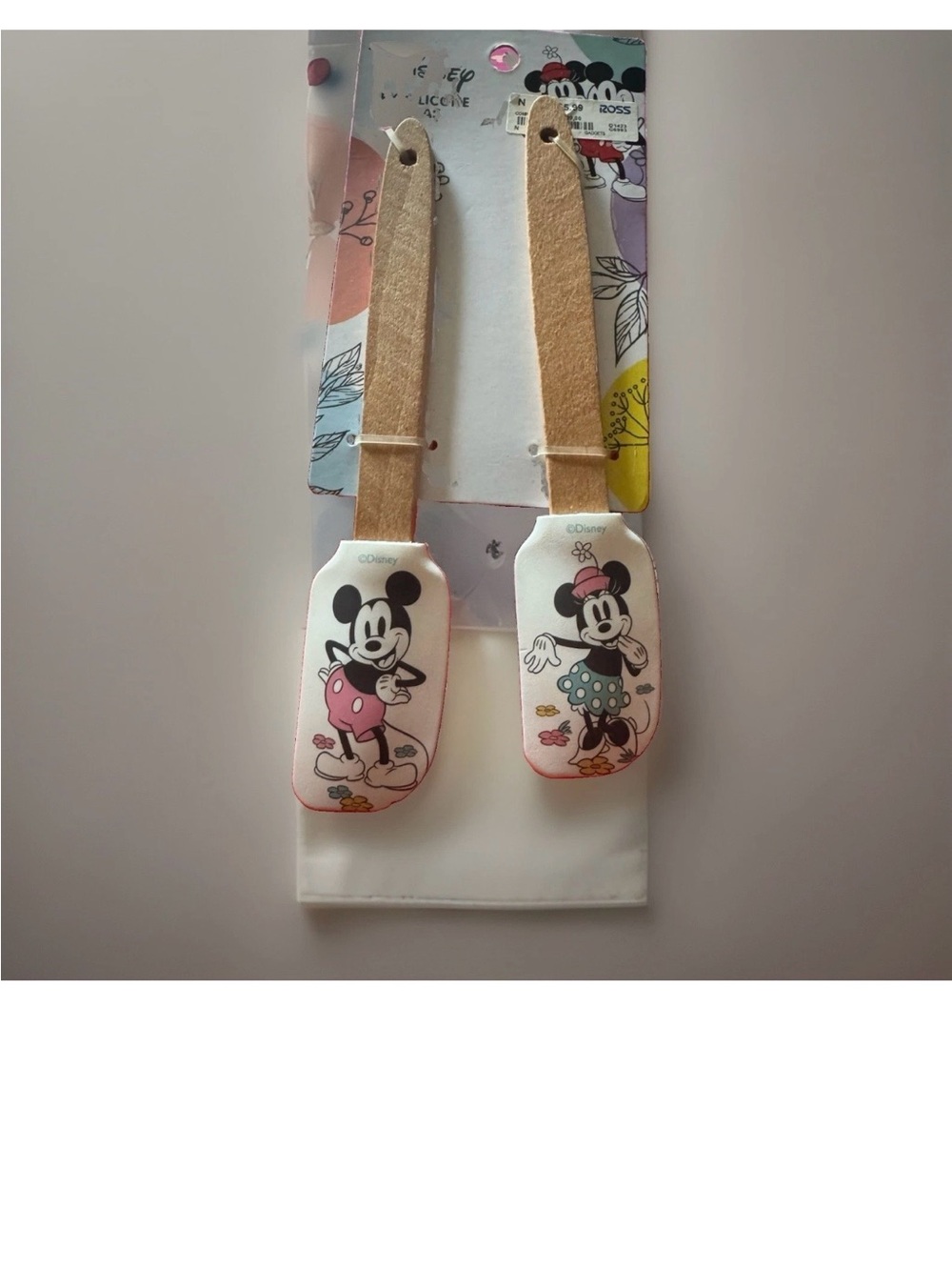 Disney 2pc Silicone Spatula Set Wood Handle Mickey & Minnie Heat Resistant